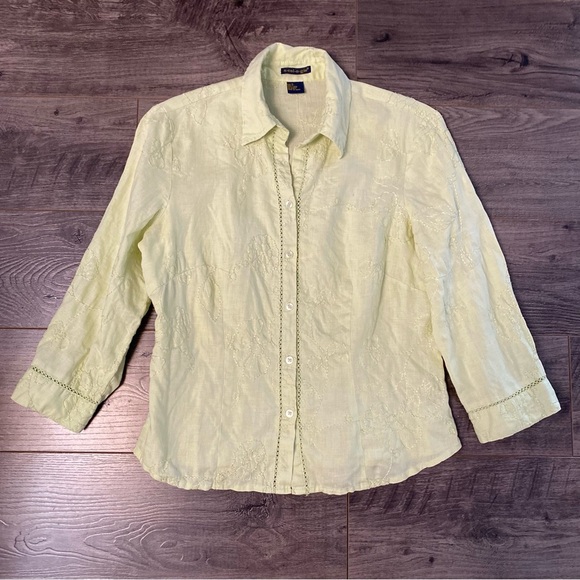 Vintage Ecologie linen blouse floral details - Picture 1 of 6